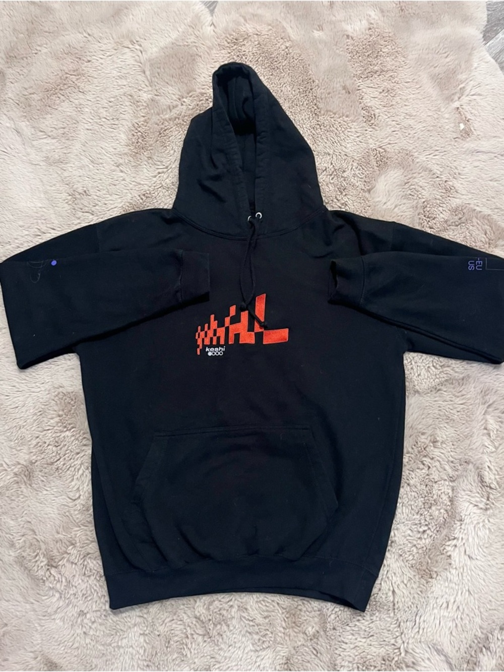 Men's Black Hoodie Jacket with Red Graphic